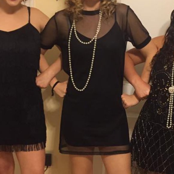 Black Sheer Mesh Dress - Picture 1 of 2